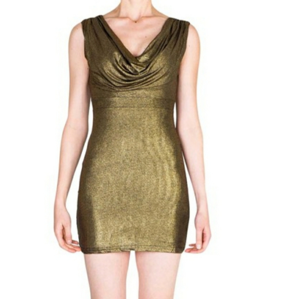 Cowl Neck Sleeveless Bodycon Mini Dress